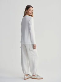 VARLEY LEAH LONG SLEEVE BOYFRIEND TEE - WHITE