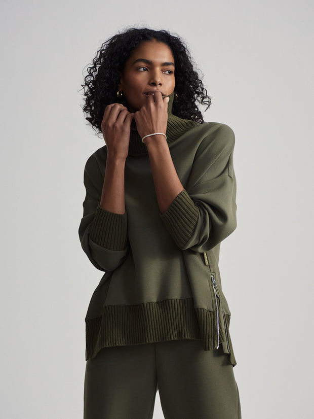 VARLEY BARKER HIGH NECK SWEATER - OLIVE NIGHT