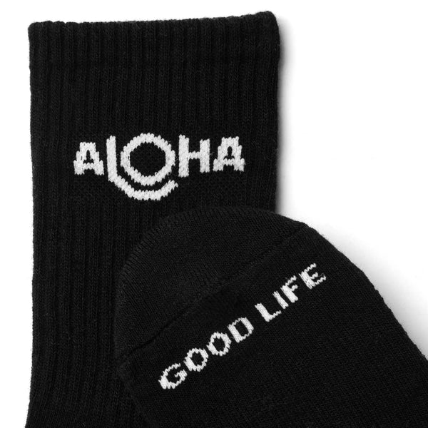 ALOHA COLLECTION ALOHA CREW SOCK - BLACK