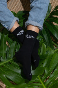 ALOHA COLLECTION ALOHA CREW SOCK - BLACK