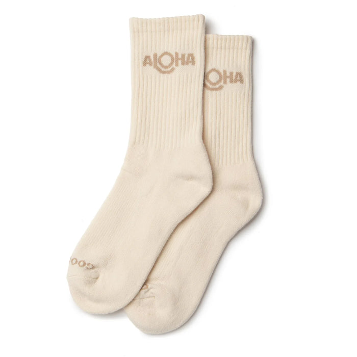 ALOHA COLLECTION ALOHA CREW SOCK - SANDSTONE