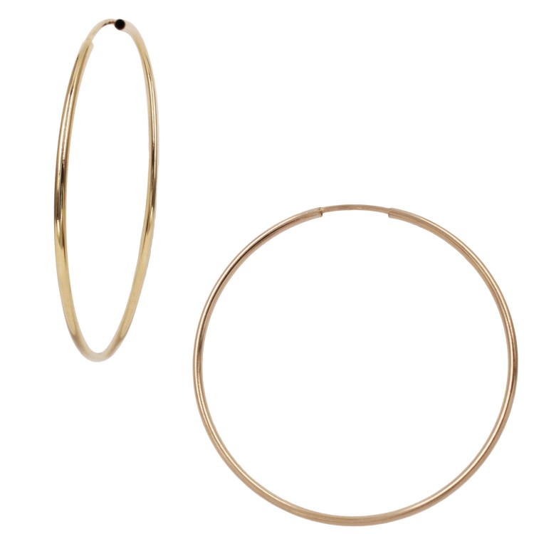 WORK IT OUT GOLD FILLED 50MM YELLOW ENDLESS ROUND HOOP EARRING