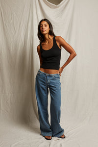 PERFECT WHITE TEE MIA FINE RIBBED TANK - TRUE BLACK T242