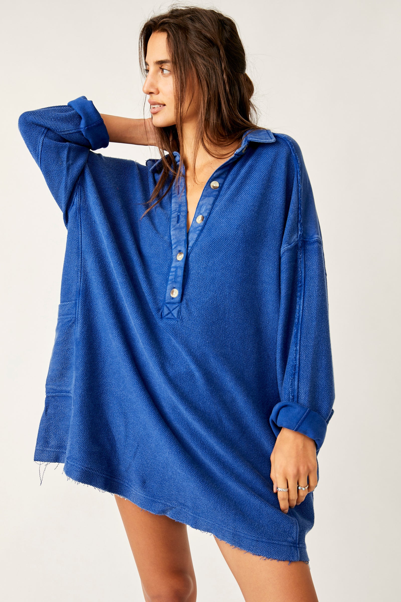 FREE PEOPLE WILLOW POLO - RINSED COBALT 6586