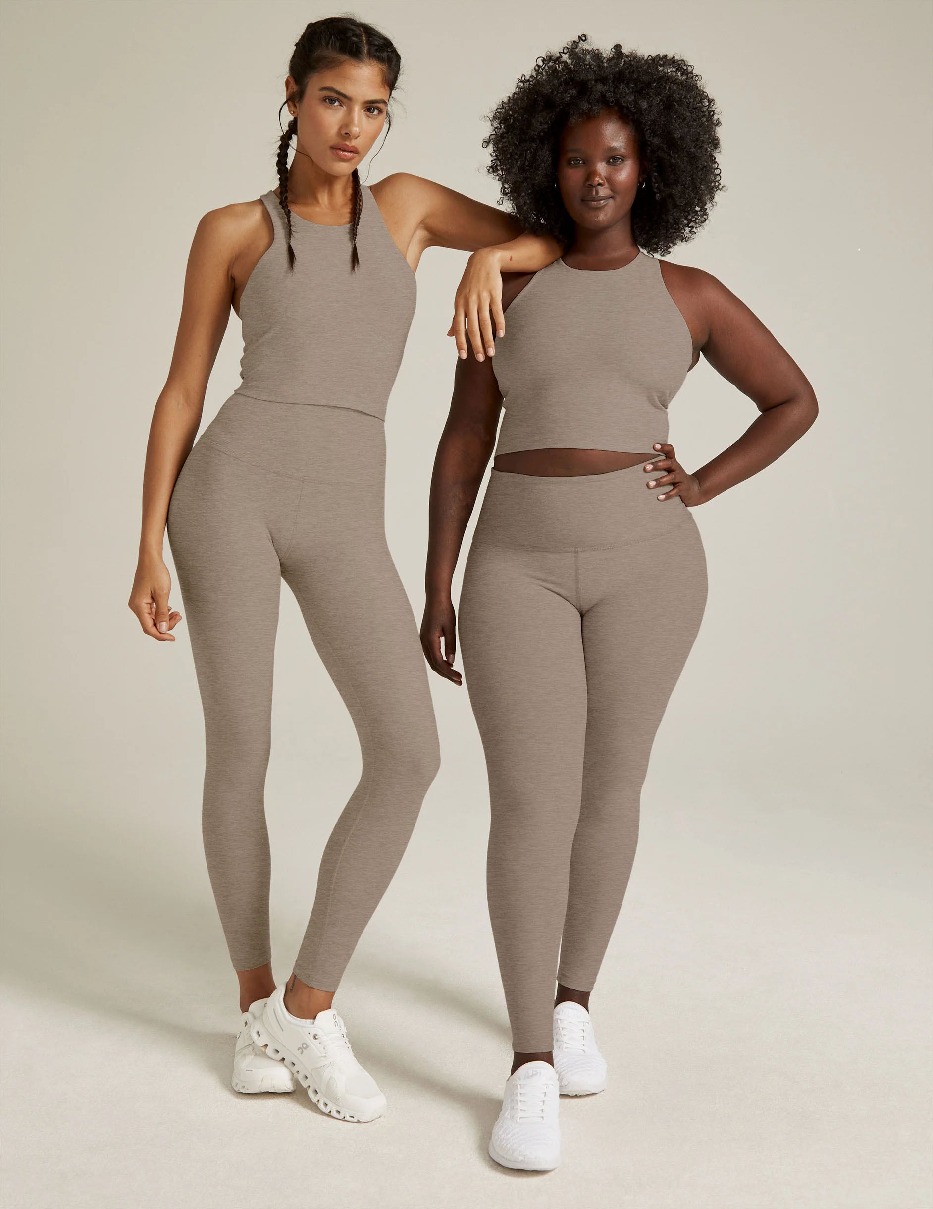  Beyond Yoga Women's Spacedye Outlines High Waisted Midi Leggings,  Birch/Cloud White, S : Clothing, Shoes & Jewelry