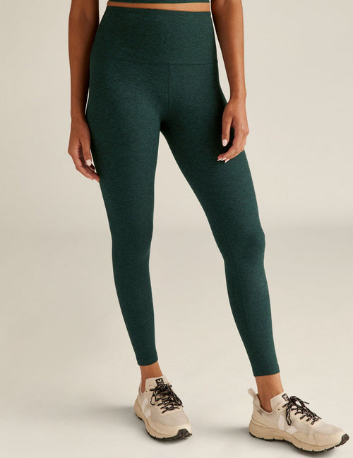 BEYOND YOGA SPACEDYE CAUGHT IN THE MIDI HIGH WAISTED LEGGINGS - MIDNIGHT GREEN HEATHER SD3243
