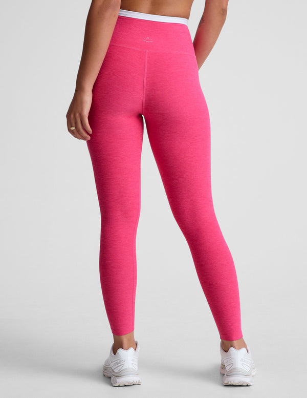 BEYOND YOGA SPACEDYE OUTLINES HIGH WAISTED MIDI LEGGING - VIVID PINK/CLOUD WHITE 3534