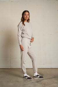 PERFECT WHITE TEE ALEXI FRENCH TERRY RAGLAN CREW SWEATSHIRT - SILVER T307
