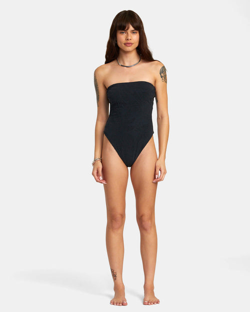RVCA PALM GROOVES TUBULAR 1 PCS MED ONE PIECE SWIMSUIT - BLK