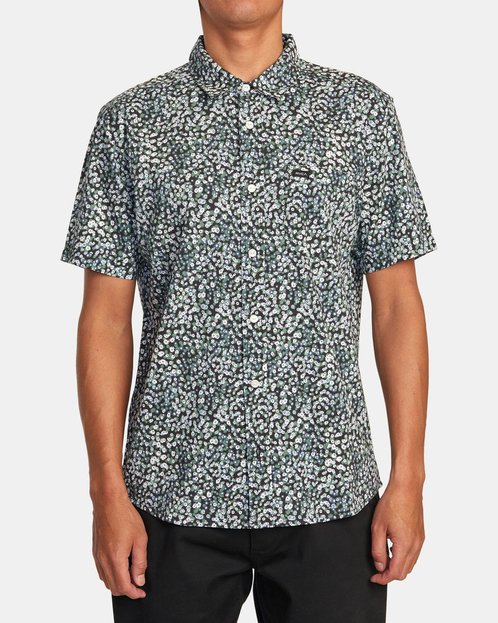 RVCA MIDNIGHT FLORAL SHORT SLEEVE SHIRT - ABG Work It Out RVCA MIDNIGHT FLORAL SHORT SLEEVE SHIRT - ABG Work It Out