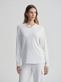 VARLEY LEAH LONG SLEEVE BOYFRIEND TEE - WHITE