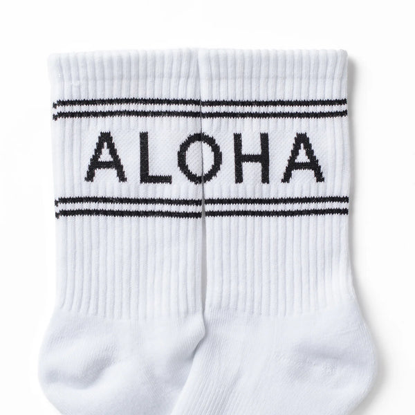 ALOHA COLLECTION ALOHA STRIPE CREW SOCK - BLACK/WHITE