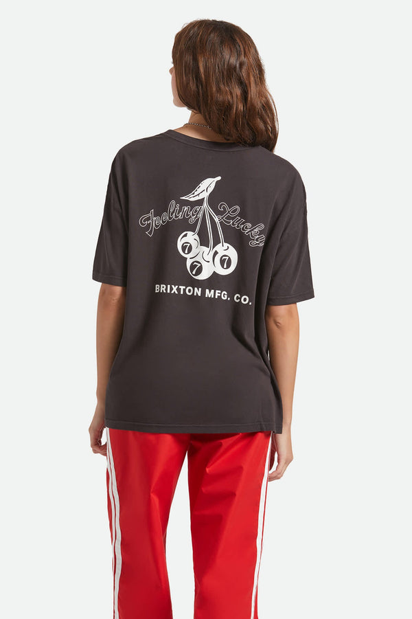 BRIXTON FEELING LUCKY OVERSIZED BOYFRIEND T SHIRT - BLACK
