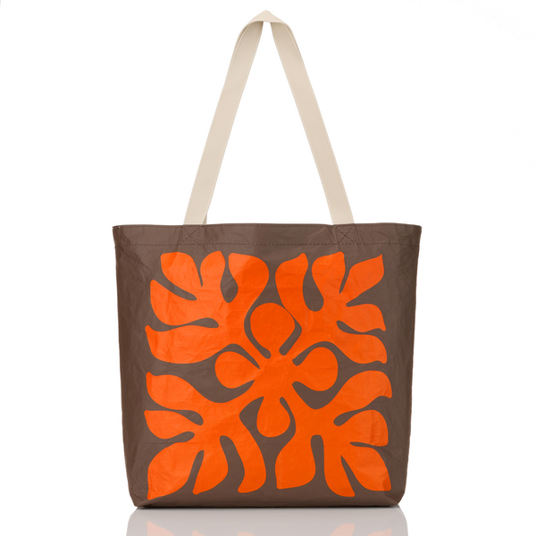 ALOHA COLLECTION REVERSIBLE TOTE / APPLIQUE / ZEST/SANDSTONE