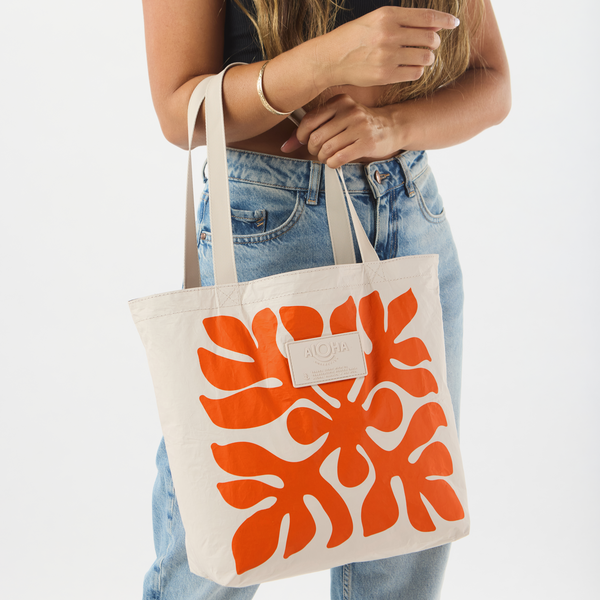 ALOHA COLLECTION REVERSIBLE TOTE / APPLIQUE / ZEST/SANDSTONE