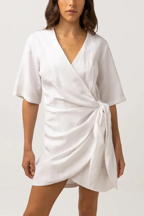 White tie front mini dress best sale