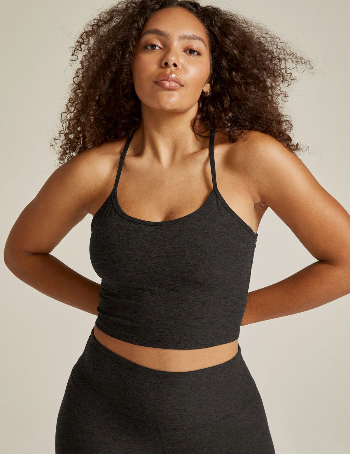 BEYOND YOGA SPACEDYE SLIM RACERBACK CROPPED TANK - DARKEST NIGHT SD4382