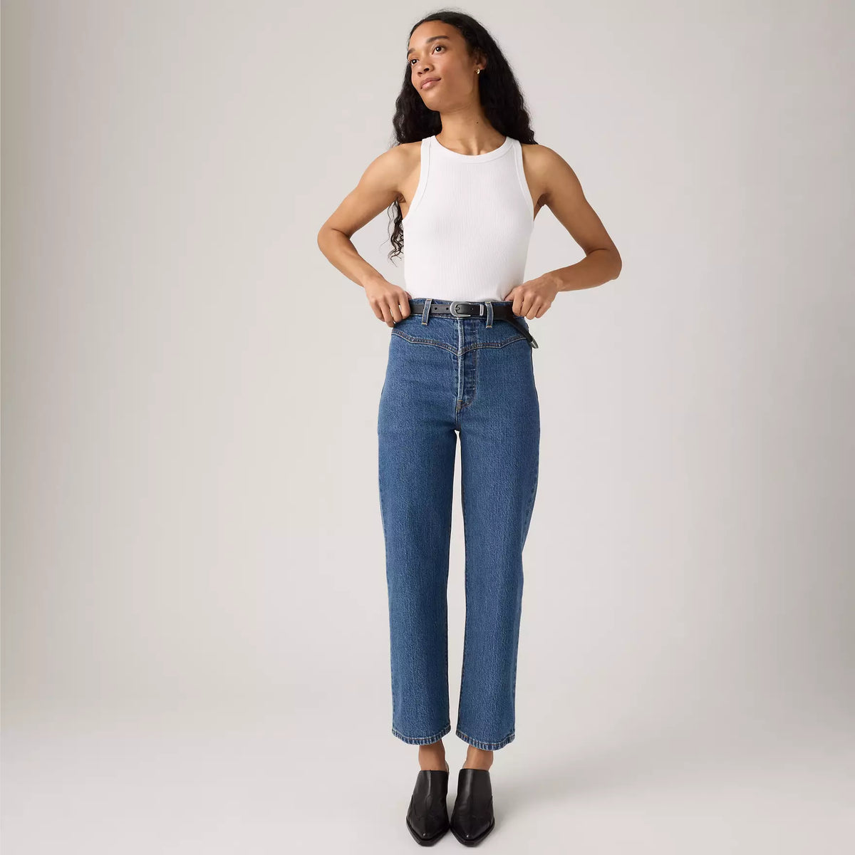LEVI'S RIBCAGE WESTERN YOKE WOMENS JEANS - VALLEY VIEW STONE 0001