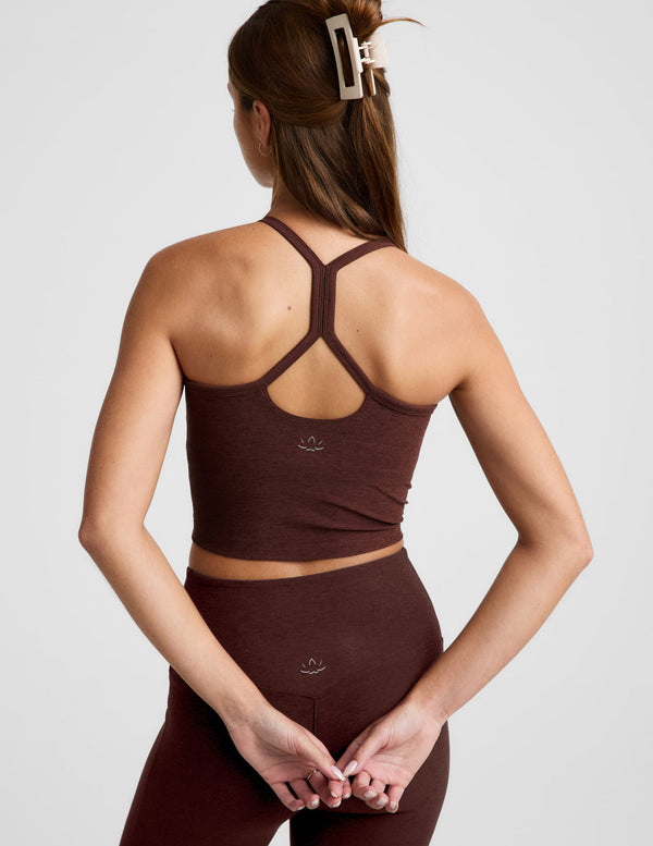 BEYOND YOGA SPACEDYE SLIM RACERBACK CROPPED TANK - ICED MOCHA HEATHER 007K4