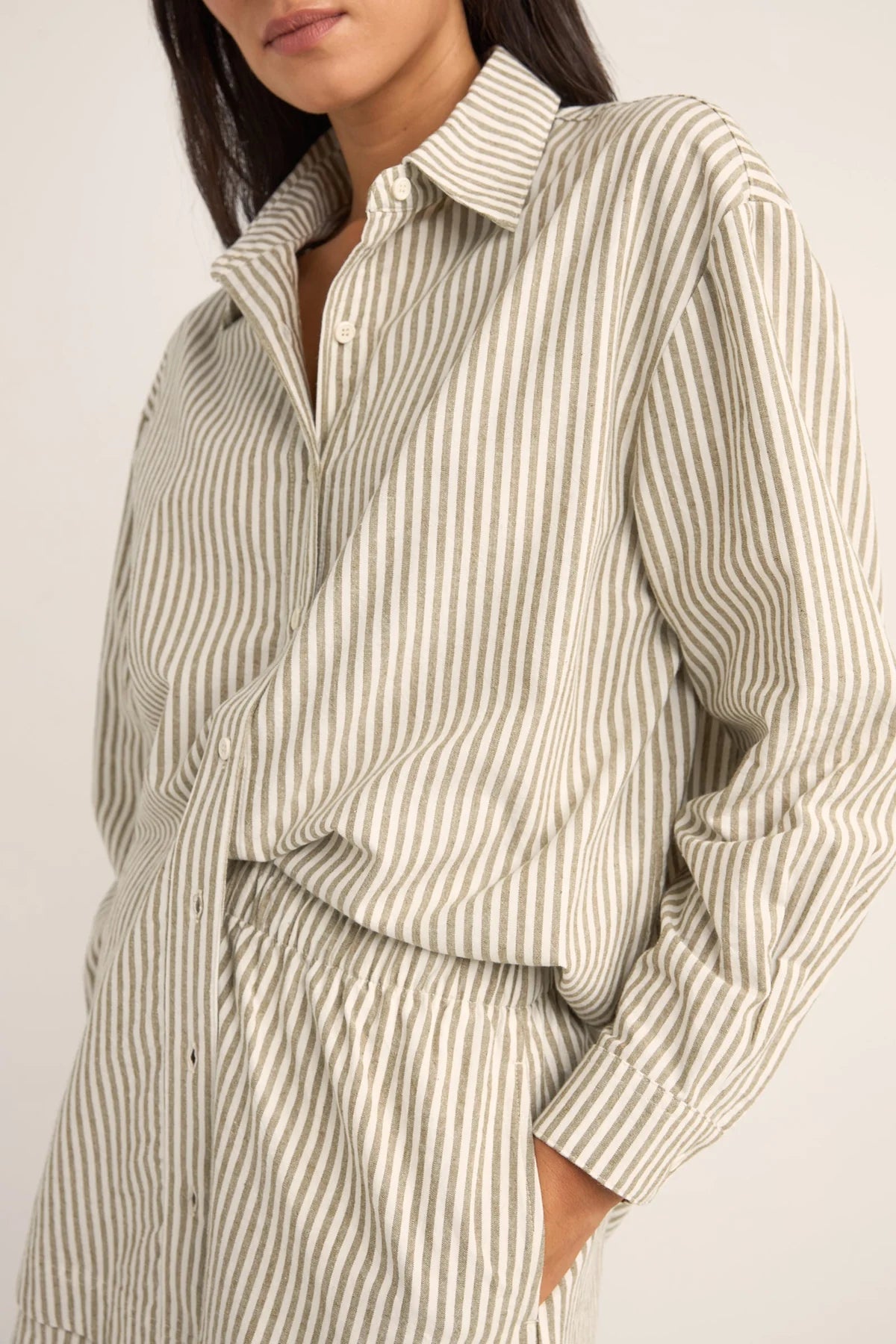 RHYTHM VALLEY STRIPE OVERSIZED SHIRT - IVY