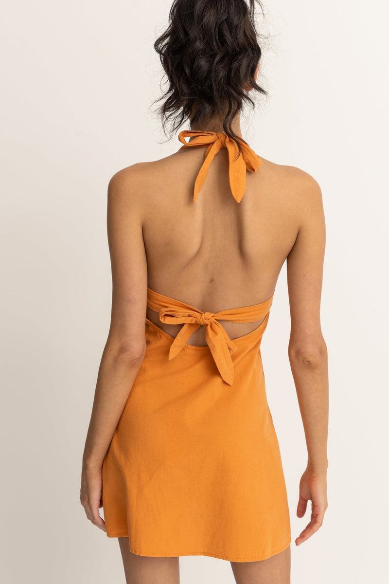 RHYTHM TANGIE HALTER DRESS | ORANGE