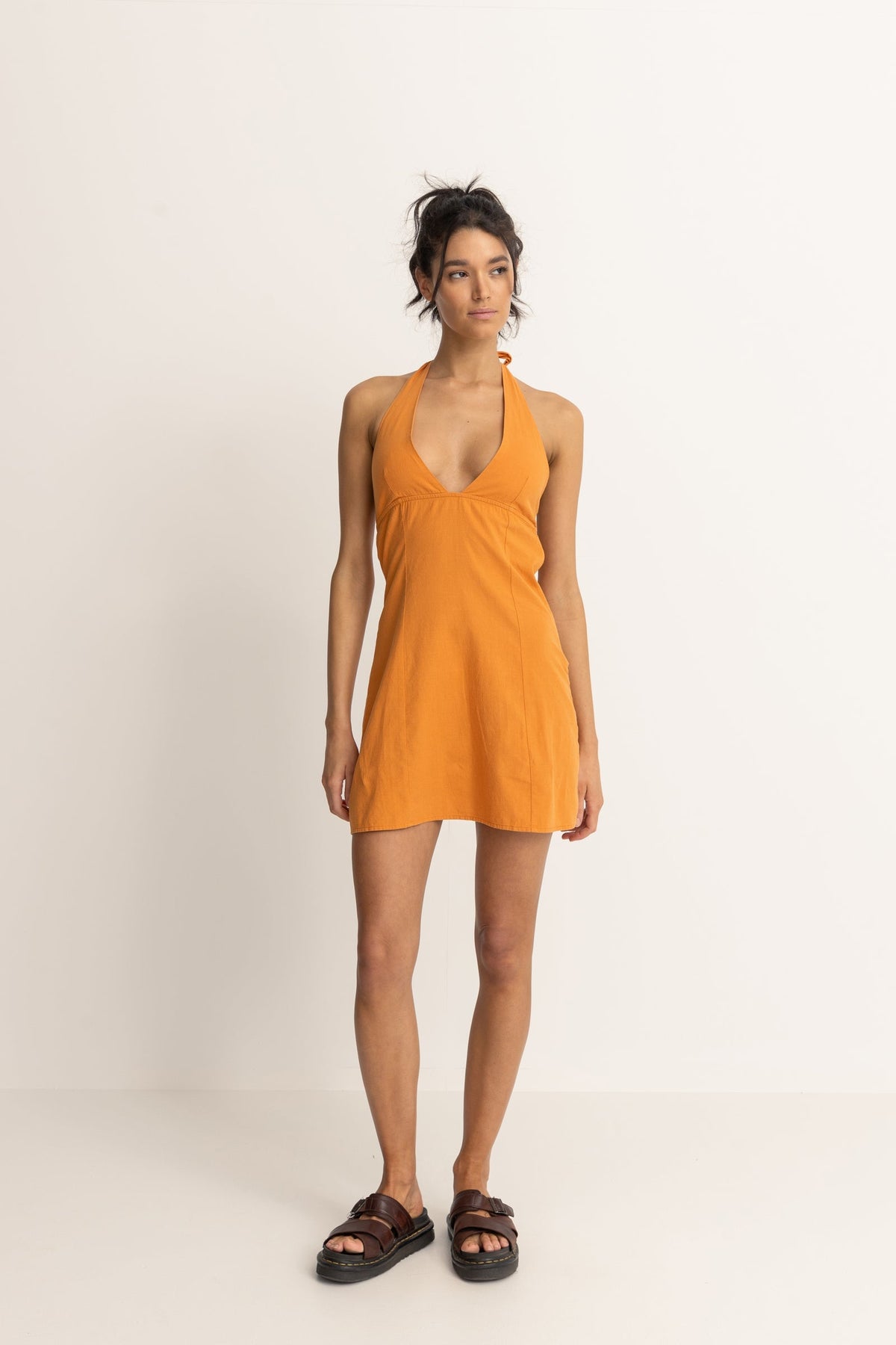 RHYTHM TANGIE HALTER DRESS | ORANGE