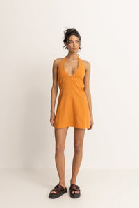 RHYTHM TANGIE HALTER DRESS | ORANGE