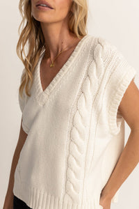 RHYTHM FINLEY CABLE KNIT VEST | WHITE