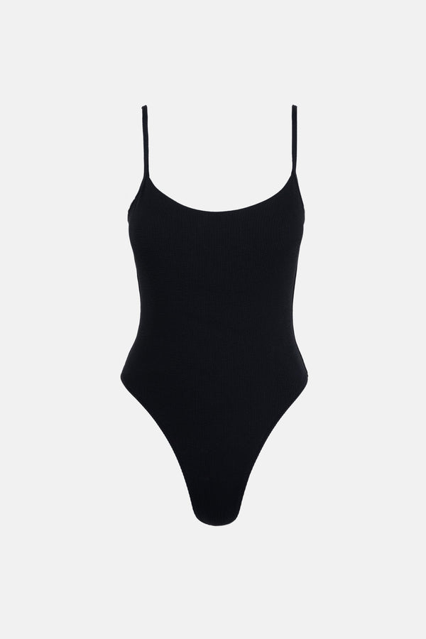 RHYTHM ISLA RIB ECO MINIMAL ONE PIECE - BLACK