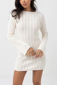 RHYTHM CHARLIZE LONG SLEEVE KNIT MINI DRESS - IVORY