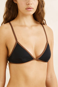 RHYTHM LILY RIB CONTRAST BRALETTE TOP - BLACK