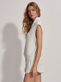 VARLEY LORETTA HALF ZIP SLEEVELESS SWEAT - IVORY MARL