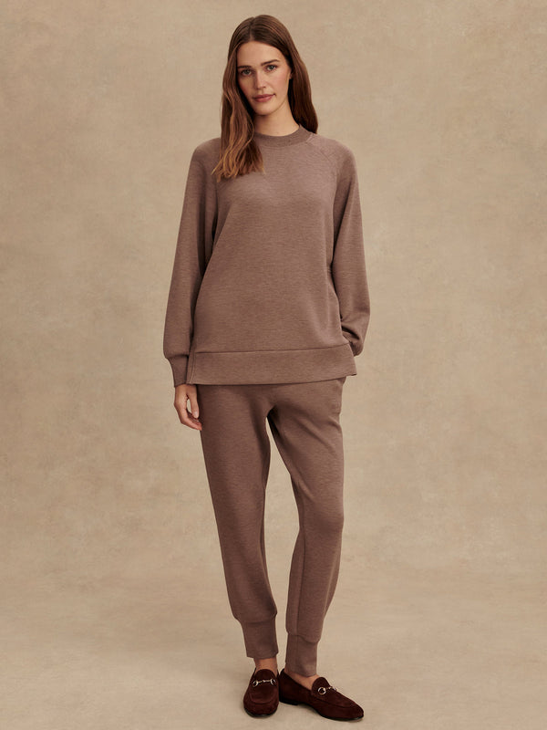 VARLEY NICOLE BOYFRIEND SWEAT - DEEP TAUPE MARL FLECK VAR02083