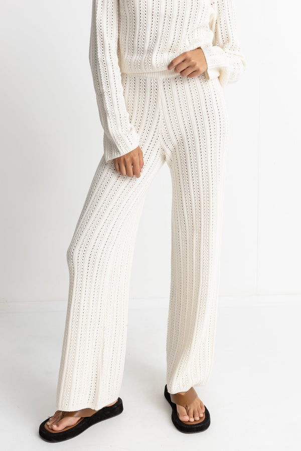 RHYTHM CHARLIZE WIDE LEG KNIT PANTS - WHITE