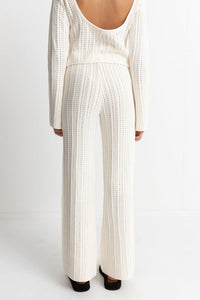 RHYTHM CHARLIZE WIDE LEG KNIT PANTS - WHITE