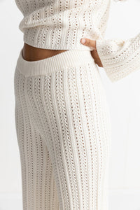 RHYTHM CHARLIZE WIDE LEG KNIT PANTS - WHITE