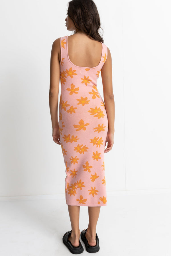 RHYTHM MARLEY KNIT MIDI DRESS - PINK Work It Out RHYTHM MARLEY KNIT MIDI DRESS - PINK Work It Out