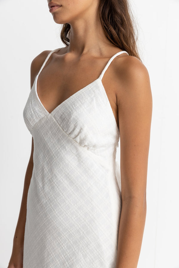 RHYTHM BRIANNAH BIAS CUT MIDI DRESS - WHITE