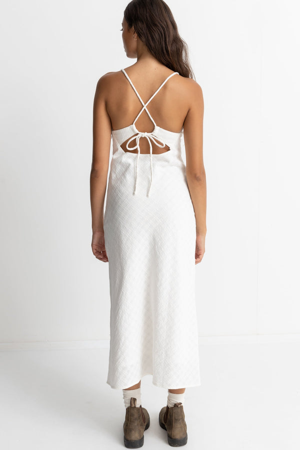 RHYTHM BRIANNAH BIAS CUT MIDI DRESS - WHITE Work It Out RHYTHM BRIANNAH BIAS CUT MIDI DRESS - WHITE Work It Out