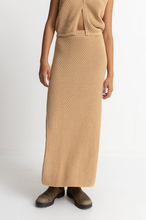 RHYTHM JONI KNIT MIDI SKIRT SAND - ORANGE