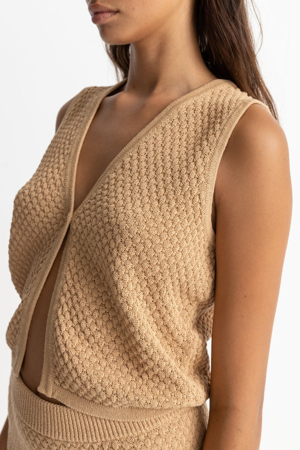 RHYTHM JONI KNIT VEST SAND - ORANGE