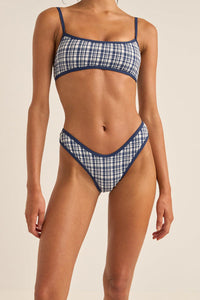 RHYTHM LONDON CHECK CROP TOP - NAVY