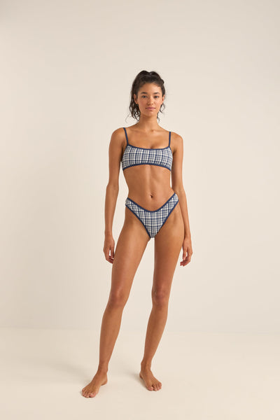 RHYTHM LONDON CHECK CROP TOP - NAVY