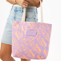 ALOHA COLLECTION REVERSIBLE TOTE / MITER LINEUP / NECTARINE LAVENDER