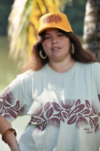 LEI CLUB LEHUA LEI TRUCKER HAT - RED ON YELLOW