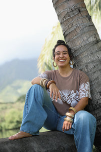LEI CLUB CROP TEE PUA LEHUA BAND - HAUPIA ON COCONUT