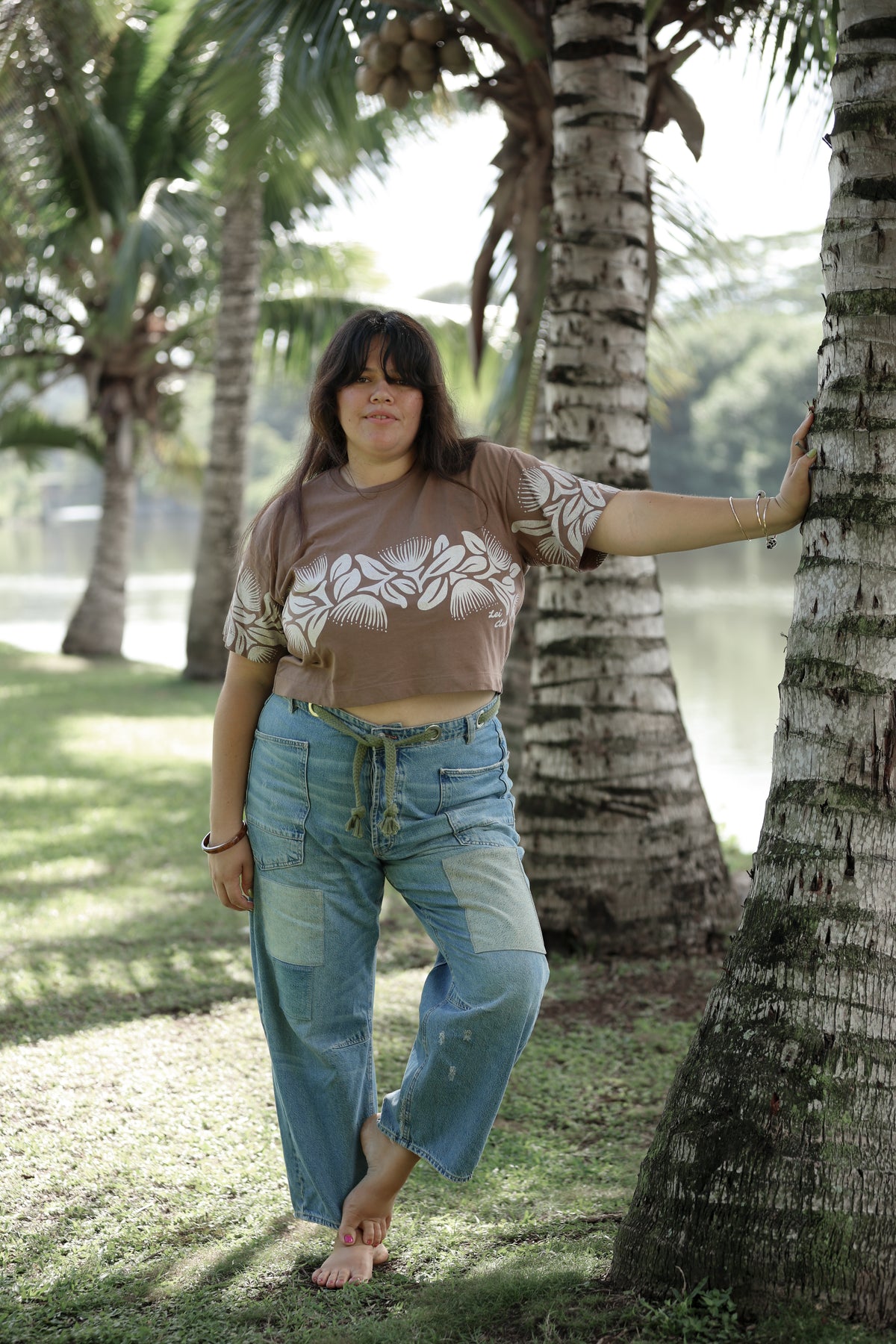 LEI CLUB CROP TEE PUA LEHUA BAND - HAUPIA ON COCONUT