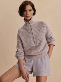 VARLEY DARLA HALF ZIP KNIT - LILAC MARBLE
