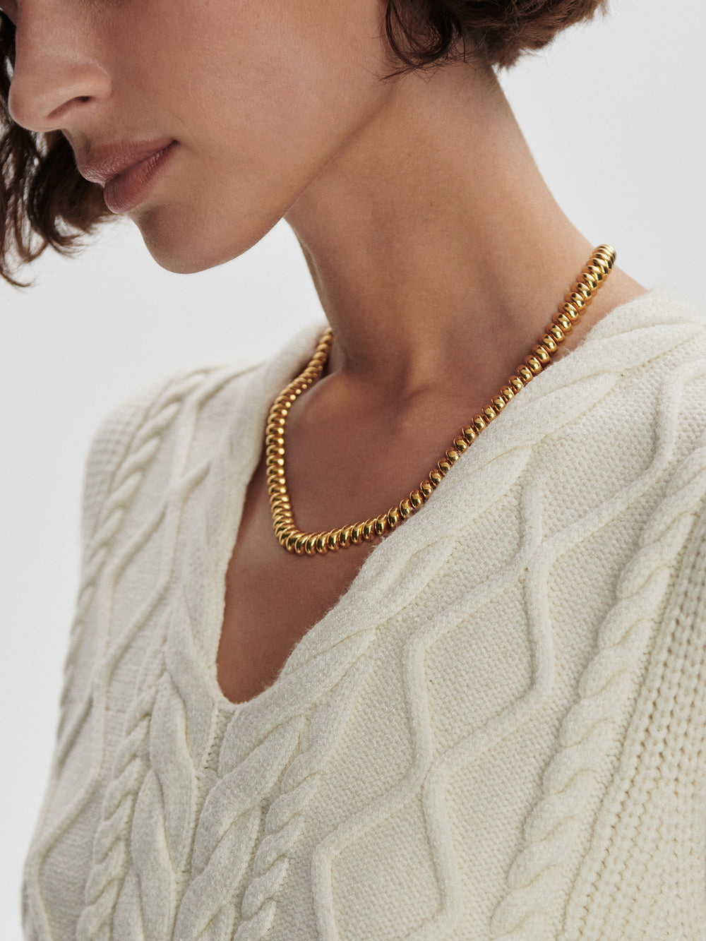 VARLEY KAY CABLE KNIT VEST - SNOW WHITE