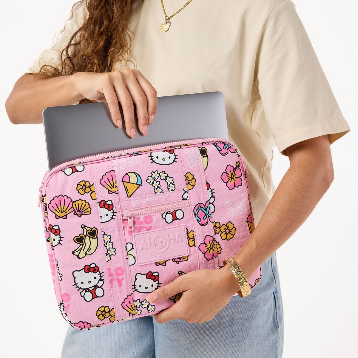 ALOHA COLLECTION 13 INCH LAPTOP CASE / HAWAII KAWAII ICONS HELLO KITTY / BLACK PINK